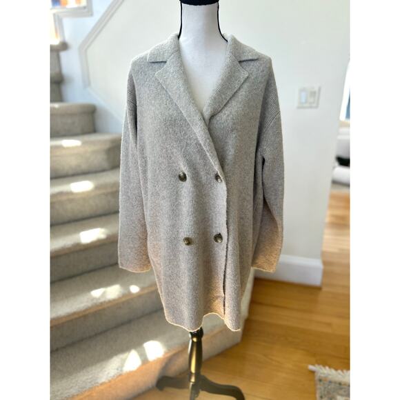 J.Crew Grey Wool Blend Knit Chunky Double Breasted Blazer Cardigan - Picture 2 of 8